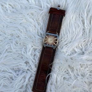 Brown leather band fossil watch
